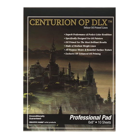 Centurion Deluxe Oil Primed Linen Pad (6x8 in - 6 Pack) 10 Sheets per Pad –11 oz. No Bleed Pages, Lightweight, Easy To Travel Canvas Pad - Art Pad for Plein Air Painting