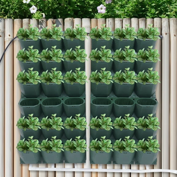36-Slot Self-Watering Wall Planter, 39.37x46.46in Vertical Garden System with Timer, PP/PE Material, Leak-Proof Soil Bags, Ideal for Balcony, Kitchen, and Indoor Gardening