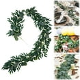 thumbnail image 2 of Artificial Eucalyptus Garland 6.5FT, Fake Silver Dollar Leaves Vines Rustic Grey Green for Wedding Arch Backdrop Fireplace Table Party Décor, D, Indoor/Outdoor Decor, 2 of 9
