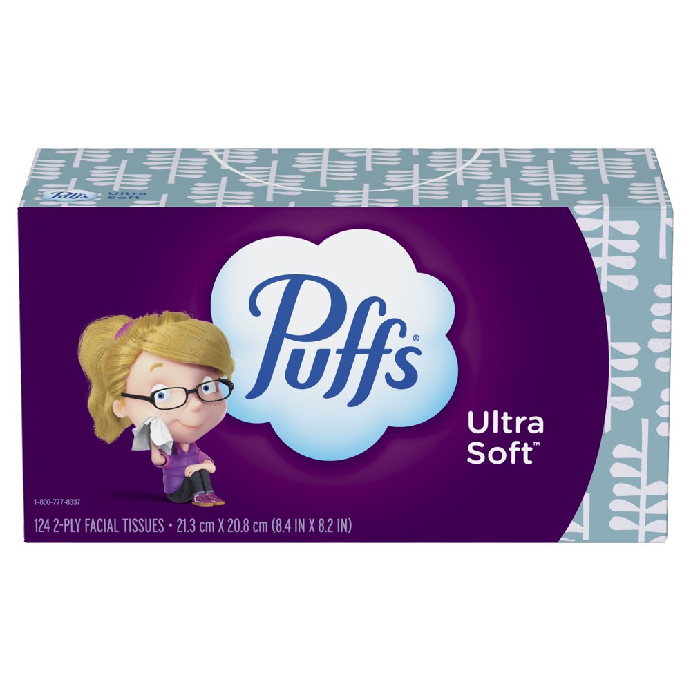 Puffs Ultra Soft NonLotion Facial Tissue, 1 Family Box, 124 Tissues