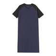 thumbnail image 4 of APEXFWDT Men's Big&Tall V-Neck Nightshirt Raglan Short Sleeve Sleepshirt Loose Fit Comfy Pajama Sleepwear,Dark Blue, 4 of 6