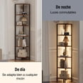 thumbnail image 3 of Estante de Esquina de 6 Niveles con Luz LED, Organizador de Estantes 1.7m de Alto, Estantería Estrecha con Estante de Almacenamiento para Esquina de Pared, Sala de Estar, Dormitorio, Marco de Metal, 3 of 9