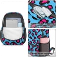 thumbnail image 4 of Pink and Blue Leopard Print 17" School Backpacks for Teens,Waterproof Oxford Fabric,S-Shape Padded Straps for School,Travel,Hiking,Camping, 4 of 6