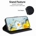 thumbnail image 6 of For iPhone 16 Plus 6.7" lily Embossed Strong Magnetic Attachment/Closure, Card Slots/Pocket, PU Leather Flip Wallet Case ﻿,Black,For iPhone 16 Plus, 6 of 7
