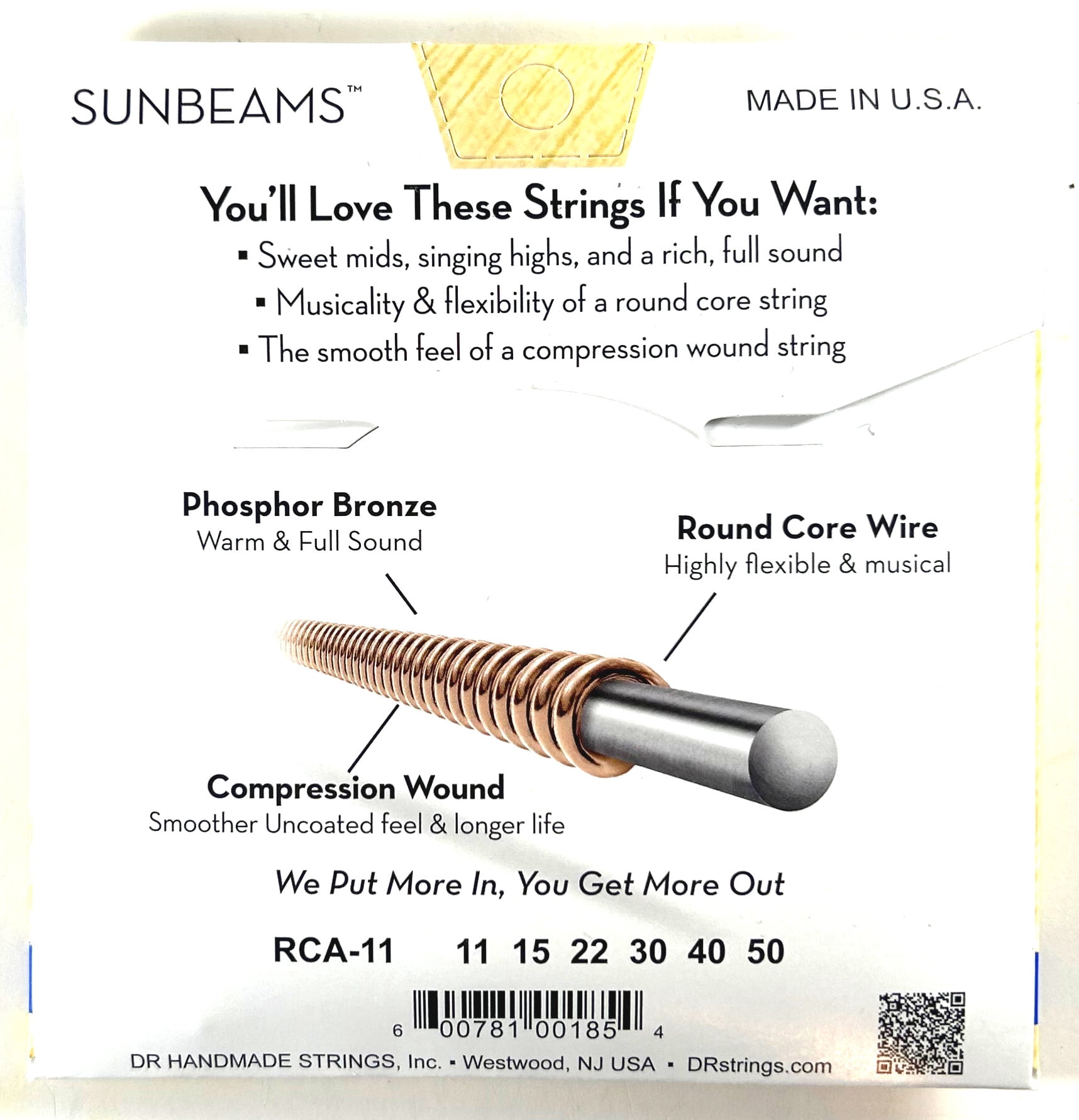 DR Guitar Strings Acoustic 5 Sets Sunbeams Phophor Bronze Round Wound 11-50