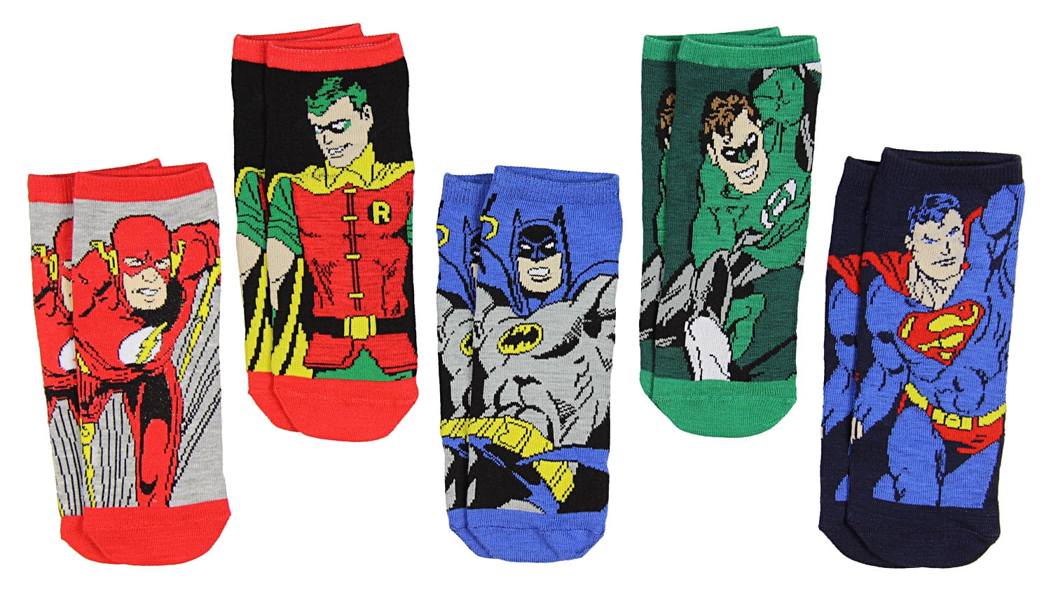 DC Comics Boys Superhero 5-Pack No Show Socks