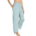 thumbnail image 2 of Uemuo Daisies Flowers Pattern Women's Wide Leg Palazzo Lounge Pants with Pockets Light Weight Loose Comfy Casual Pajama Pants-Medium, 2 of 9