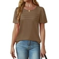 thumbnail image 2 of Fantaslook Women Blouses Dressy Casual Summer Short Sleeve Shirts Crew Neck Pleated Tunic Tops, 2 of 8