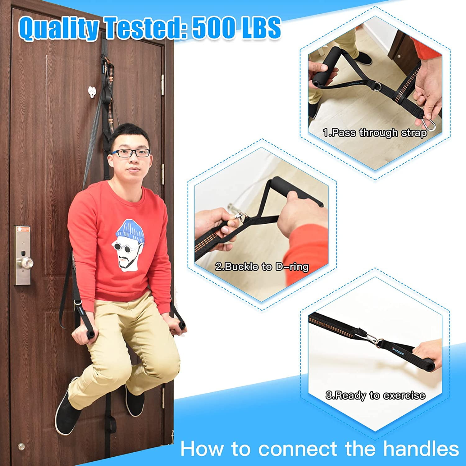 Brebebe Nylon Door Anchor Strap for Resistance Exercise, Resistance Bands  Portable Home Gym.Punching-Free