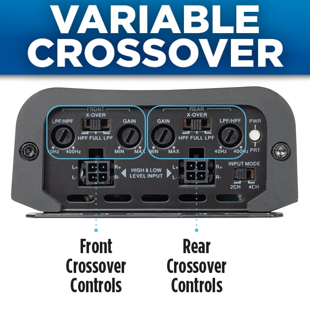 NVX VADM4v2 4-Channel Class D Amplifier 1000W Peak 500W RMS 2/4-ohm Stable High/Low Pass X-Over