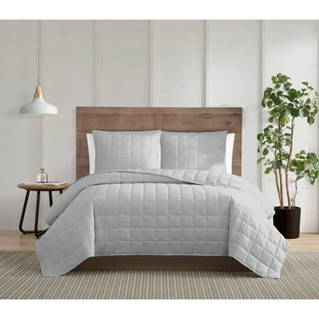 Truly Calm Silver Cool Grey Twin/Twin XL 2 Piece Quilt Set