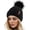 Black With Black Pom, variant on Womens Winter Knitted Beanie Hat with Faux Fur Pom Warm Knit Skull Cap Beanie for Women