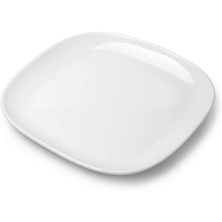 IGUOHAO 152.000 Assiette Plate Carrée en Porcelaine - 10 Pouces - Lot de 1,  Blanc