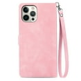 thumbnail image 3 of Dteck iPhone 11 Pro Max,Embossed Wallet Card Cash Slots Zipper Pocker PU Premium Leather Magnetic Flip Kickstand Shockproof Ultra-Slim Cover for iPhone 11 Pro Max 6.5 inch,Pink, 3 of 14
