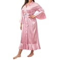 thumbnail image 2 of YAGHYAGH Womens Satin Silk Kimono Nightgown Lingerie Dressing Robe Sleepwear Plus Size, 2 of 5