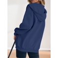 thumbnail image 6 of Women'S Full Zip Up Fleece Hoodie Soft Winter Jacket Casual Oversized Sweatshirt with Button Front Navy Blue L, 6 of 7