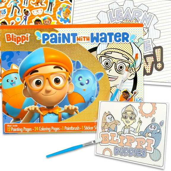 Blippi Paint with Water Set for Kids, Toddlers Age 3  - Bundle with 40 Page Cute Cartoon Mess-Free Water Coloring Book for Ages 3 4 5 6 7 8 and More | Blippi No-Mess Arts and Crafts