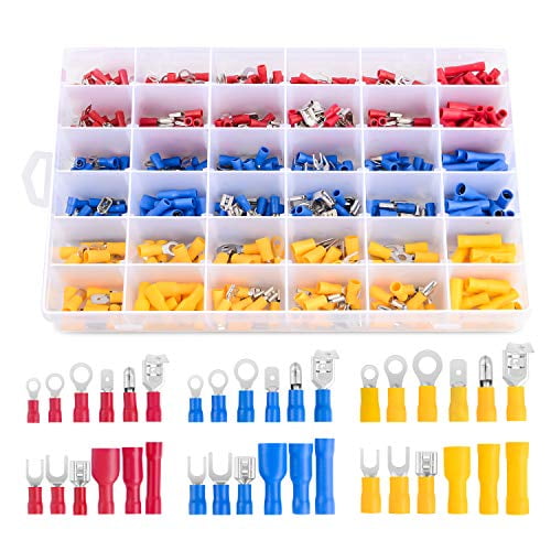 20Pcs 22-16 AWG M6 Assorted Insulated Ring Wire Crimp Connector Terminals Assortment Red 