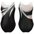 thumbnail image 2 of Aislor Kids Girls Shiny Rhinestone Dance Ballet Gymnastic Leotard Ice Skating Bodysuit Jumpsuit A Black 14, 2 of 7