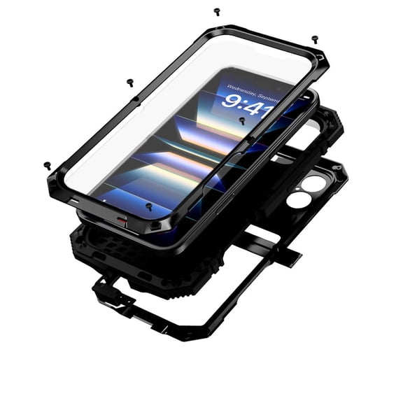 fit for iPhone 16 Case 6.1inch Heavy Duty Rugged [Aluminium Stan] Military Grade Metal Rubber [Built in Screen Protector Camera Lens ] Phone Cover (, fit for iPhone 16 6.1'' 2024)