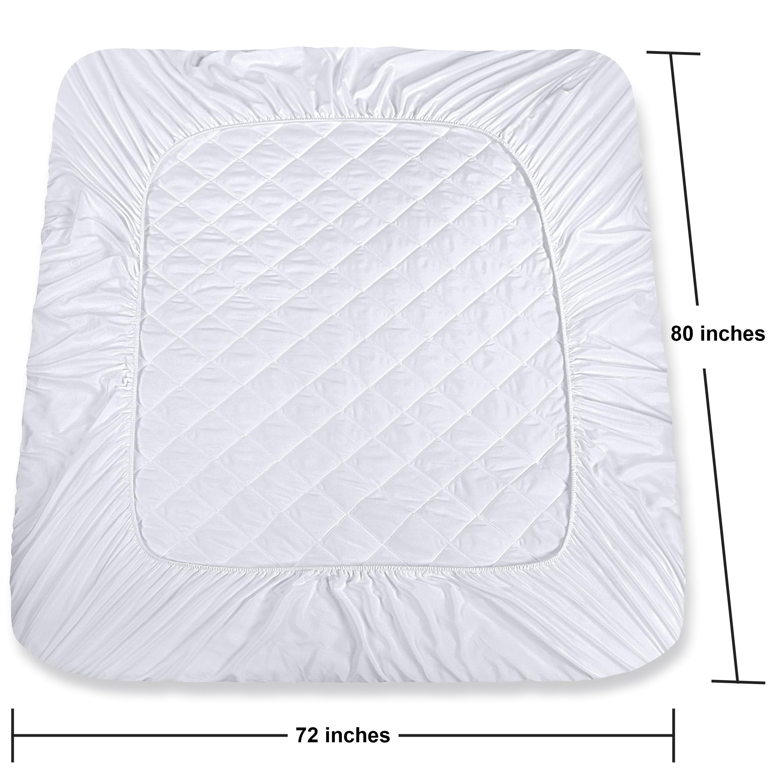 Utopia Bedding Quilted Fitted Mattress Pad RV King Size Elastic Fitted Mattress Topper Protector and Cover Paded for Camper with Deep Pocket Stretches up to 16 Inches Machine Washable (White)