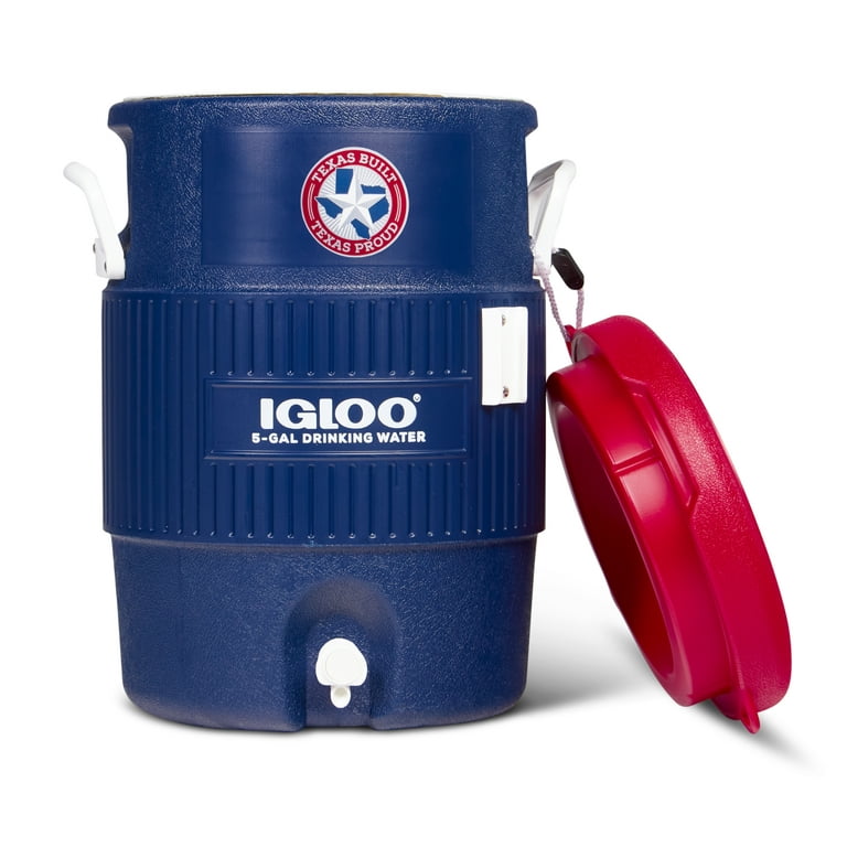 Igloo 5-Gallon Heavy Duty Seat Top Polyethylene Water Container - Blue  Texas Edition