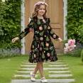 thumbnail image 3 of FKELYI Girls Crewneck Dress A-Line Tiered Swing Dress Ruffle Long Sleeve Fall Sundress Christmas Tree Star Bulb Print Midi Playwear for Party Birthday, 3-4 Y, 3 of 6