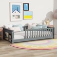 thumbnail image 4 of Leumius Twin Size Floor Bed with Built-in Book Rack and Door,Platform Bed for Boys Girls Grey, 4 of 9