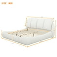 thumbnail image 6 of King Size Leather Upholstered Bed, Luxury Platform Bed with Detachable Thick Headboard & Oversized Padded Backrest, No Box Spring Needed, 1000LBS Weight Capacity, White, 6 of 8
