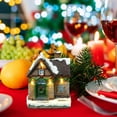 thumbnail image 2 of Escena navideña Casas de pueblo, Casas de pueblo navideñas iluminadas con LED Decoraciones navideñas de paisajes nevados Miniatura navideña, 2 of 5
