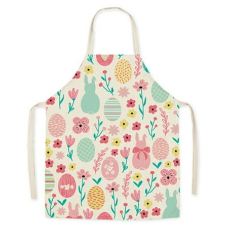 

HeroNeo Kitchen Chef Easter Series Floral Printing Flax Apron Restaurant Cooking Bibs