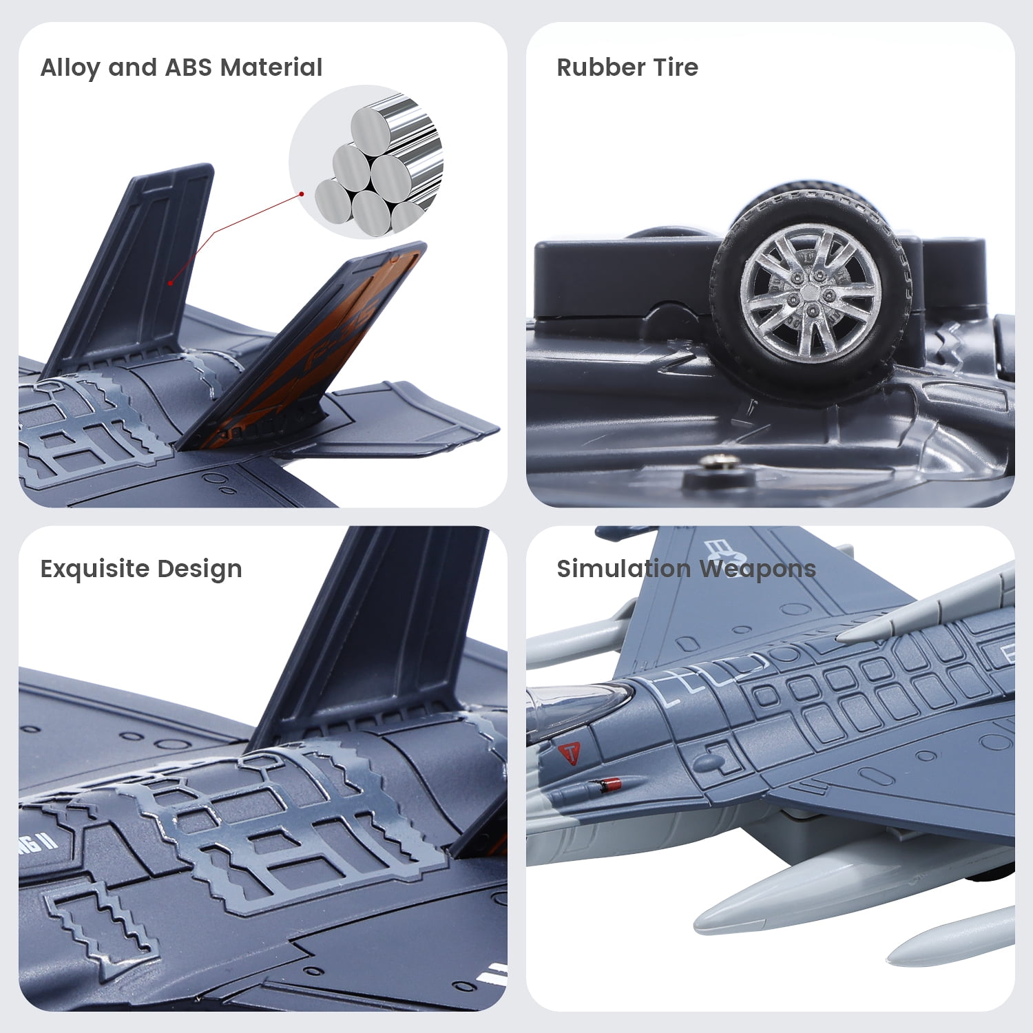 Double Fighter Jet Toy, F35 & F16 Diecast Planes with Lights & Sounds, Pull Back Military Airplane Toy Models, Great Gift for Toddler,Kids, Boys