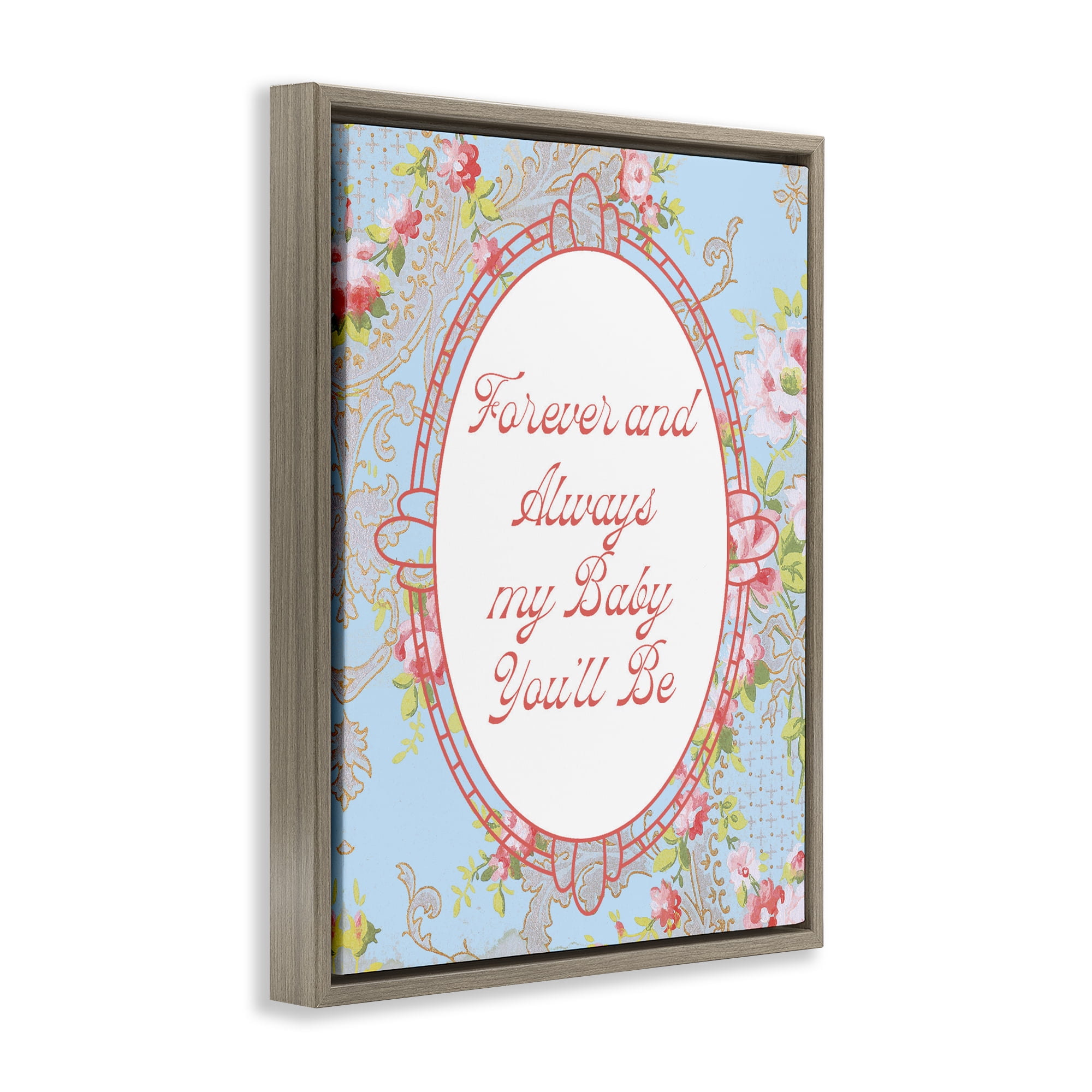 Stupell Industries Forever And Always My Baby Brown Framed Floater Canvas Wall Art, design by Lil' Rue
