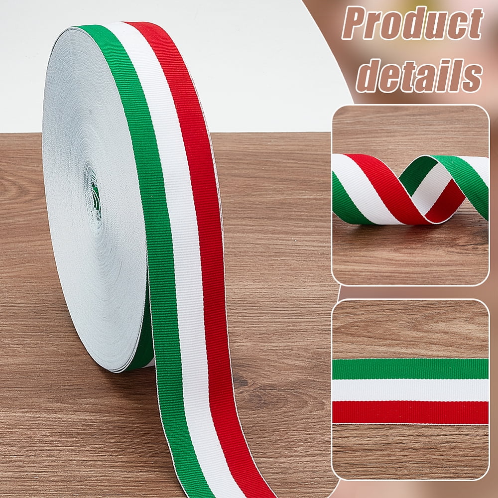 1.5 Inch Italian Ribbon 50 Yard Red White and Green Ribbon Decorative Italian Flag Patriotic Ribbon Christmas Stripes Ribbon