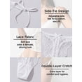 thumbnail image 3 of Aivtalk Lace Wavy Thongs Women's Side Tie Adjustable G-String Ladies See Through Underwear with Bowknot Low Rise Wild Panty for Valentine's Day M White, 3 of 5