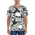 thumbnail image 4 of Haiem Hip Hop Hipster Baseball Jersey Button Down Shirts Sports Uniforms Men Women Jersey(Skull and palm leaves,4X-Large), 4 of 9