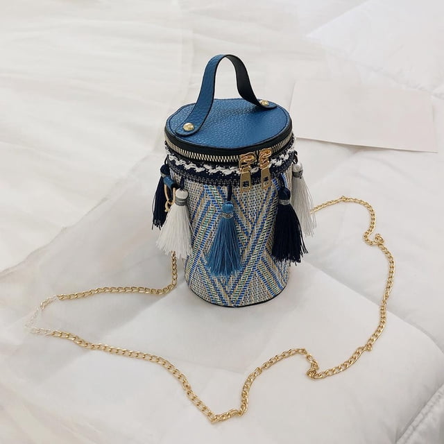 Bolsa de hombro con borlas Tejido de cuero bandolera pequeño para mujeres étnicas Tmvgtek Para Estrenar
