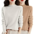 thumbnail image 2 of Chandail à Col Rond pour Femmes, Automne et Hiver, 2 Pcs, Couleur Unie, Doux et Confortable, 2 of 4