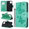 thumbnail image 4 of Allytech iPhone 11 Pro Max Case (6.5"), Slim Fit PU Leather Folio Butterfly Embossed Shockproof Wrist Hand Strap Flip Cards Holder Wallet Case TPU Back Cover for Apple iPhone 11 Pro Max, Green, 4 of 8