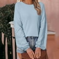 thumbnail image 2 of tarylea Hauts pour Femmes Col Rond Dentelle Manches Illets Chemises Manches Longues Décontracté Ample Quotidien Chandail, 2 of 7