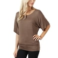 thumbnail image 4 of KOGMO Womens Trendy Dolman Kimono Sleeve Casual Drape Bottom Banded Top T-Shirt (S-3X), 4 of 6