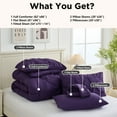 thumbnail image 4 of YEPCLUB Purple Full Size Pintuck 7-Piece Comforter Set, Pinch Pleat Bed in a Bag, All Season Down Alternative Bedding Set with Comforter, Sheets, Pillowcases & Shams, 4 of 7