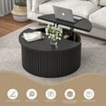 thumbnail image 6 of Lift Top Coffee Table with Storage, Round Coffee Tables for Living Room, 34.6In Farmhouse Fluted Coffee Table, Wood Center Table with Large Hiddern Storage Compartment (Black), 6 of 8