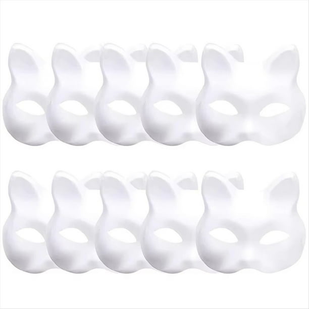 10 Máscaras de Therian, Máscaras de Blancas, Máscaras de Halloween en , Máscaras de Media Cara de Animal, Máscaras para Mascarada, Fiesta de Cosplay.