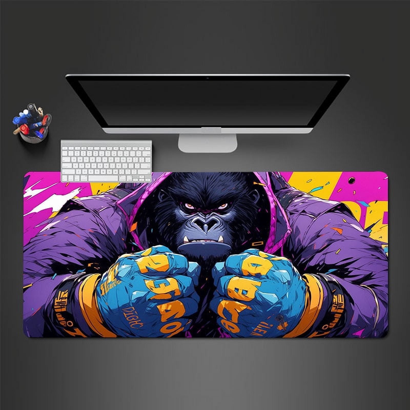 1pc Cartoon Gorilla Large Gaming Mousepad Computer HD Keyboard Pad Mouse Mat Desk Mats Natural Rubber Anti-Slip Office Mouse Pad Desk Accessories