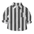 thumbnail image 2 of Oxford Dress Shirts for Boys Striped Long Sleeve Collared Button Up Shirt with Chest Pocket School Uniform (4-5 Years, Black 01), 2 of 7