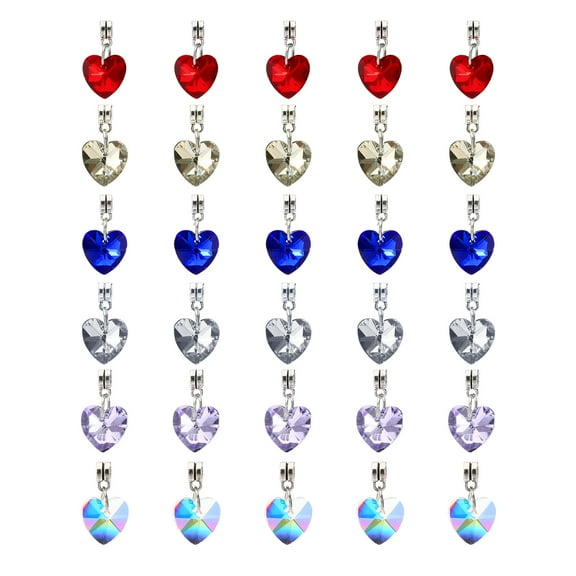 Jewelry Making Charm, 30 Pack Faceted Heart Pendants Bling Glass Charm for DIY Necklace Bracelet, 6 Colors