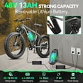 thumbnail image 4 of ZNH 1000w Peak Electric Bicycle for Adults w 48V 13Ah Removable Battery Up to 20mph，24”*4.0” Fat Tire Ebike for Snow & Beach，Electric Mountain Bike with 7 Speed，UL2849，Gray, 4 of 9