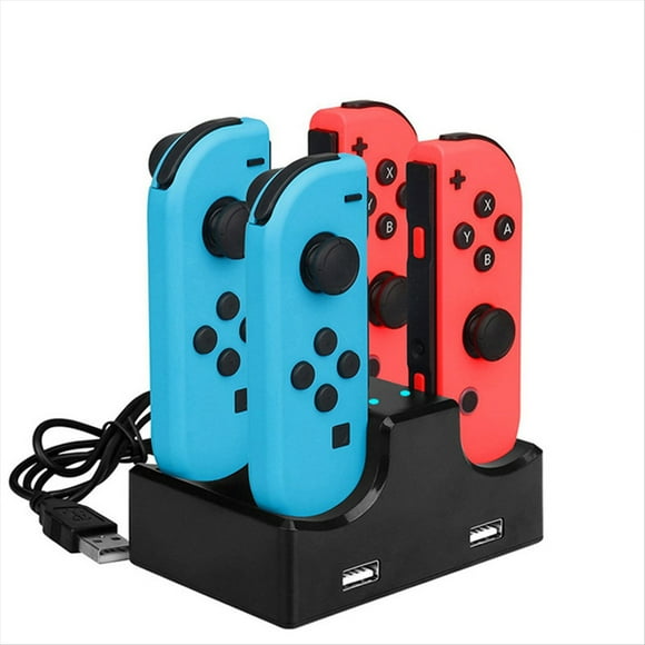 Base de carga para mandos Nintendo Switch 4 en 1 con soporte de carga para Joy-Cons y mandos PRO