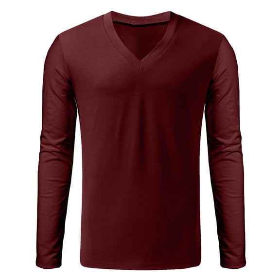 Men's Shirts Long Sleeve V-Neck T-Shirt Lightweight Red Shirts Mens Summer Shirts